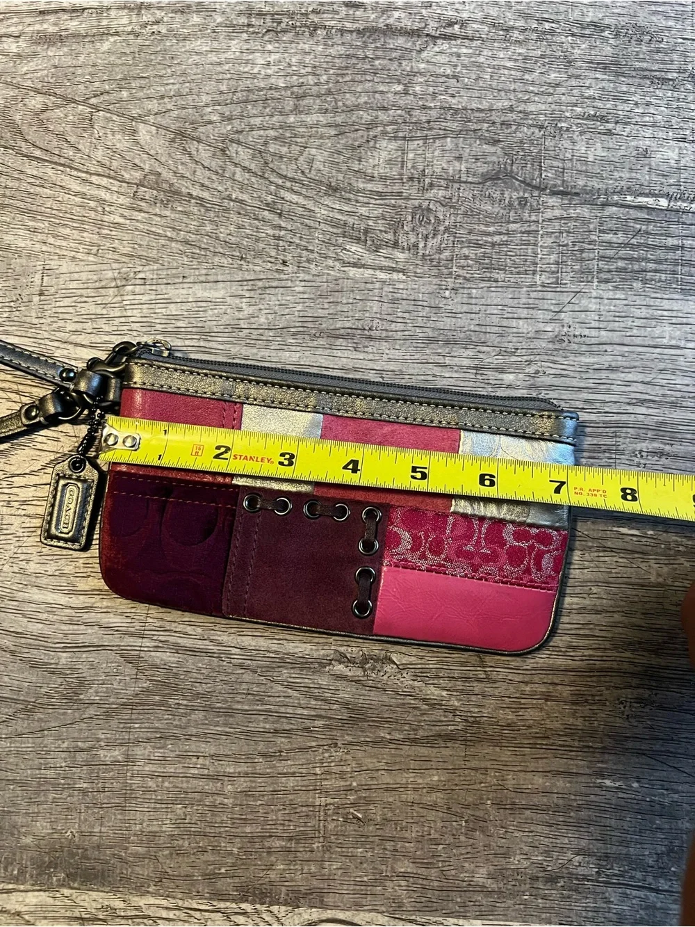 Coach Patchwork Red and Brown Wristlet
